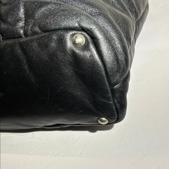 Furla Black Leather Tote with Chain Straps